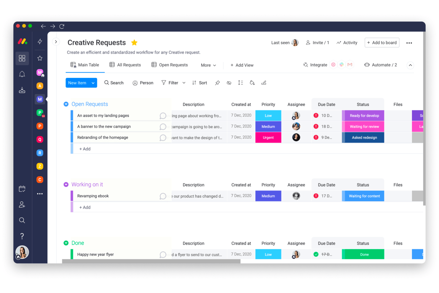 monday AI Workspace screenshot - Microsoft Project For Mac OS: 10 Alternatives & Workarounds