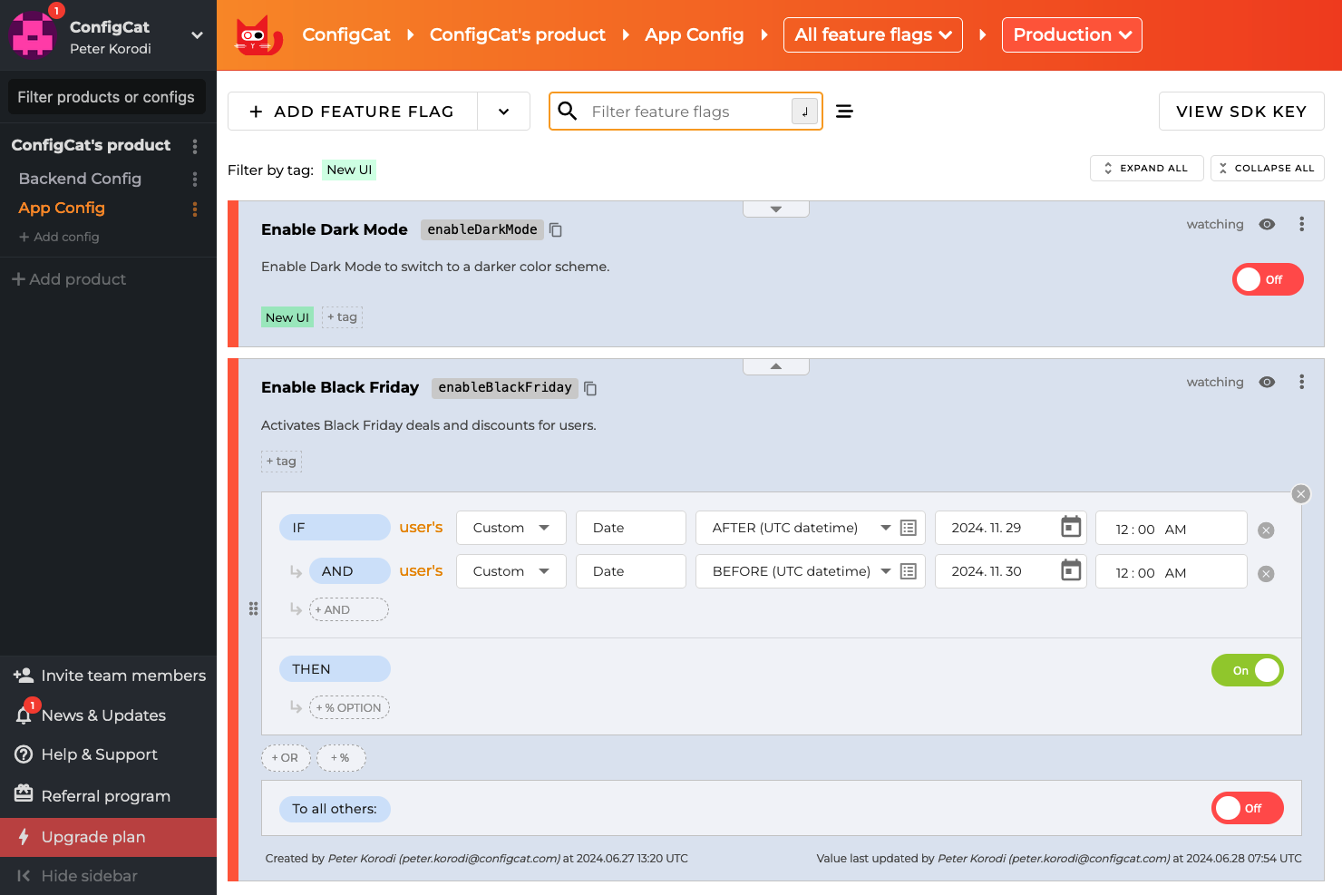 ConfigCat screenshot - 10 mejores herramientas de indicadores de funcionalidades para lanzamientos más seguros en 2026