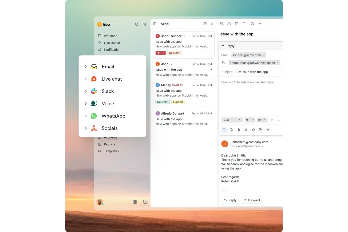 Hiver screenshot - Die 10 besten Omnichannel-Kundenservice-Tools für 2026