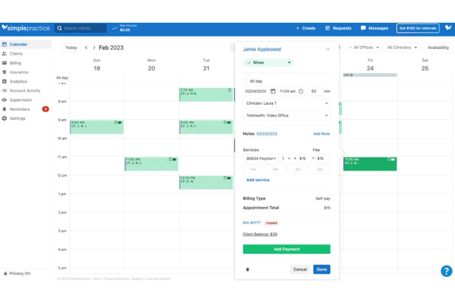 SimplePractice screenshot - 10 Best Appointment Management Software Of 2026