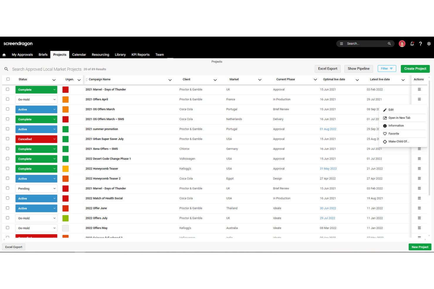 Screendragon screenshot - De 10 bedste visuelle projektstyringssoftware til 2026
