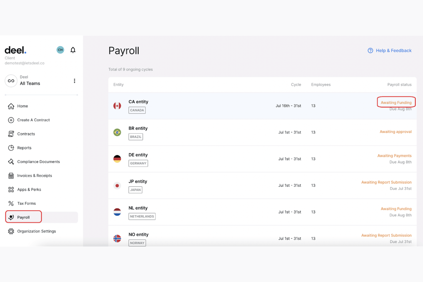 Deel Payroll screenshot - 10 Meilleurs Logiciels de Paie pour Équipes à Distance en 2026