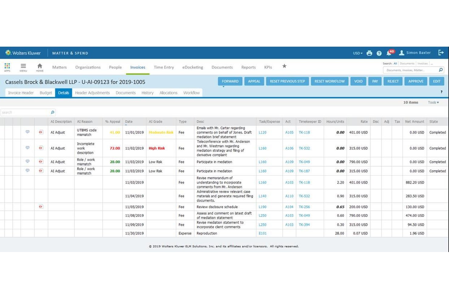 LegalVIEW BillAnalyzer screenshot - I 10 migliori software per la revisione delle fatture legali recensiti nel 2026