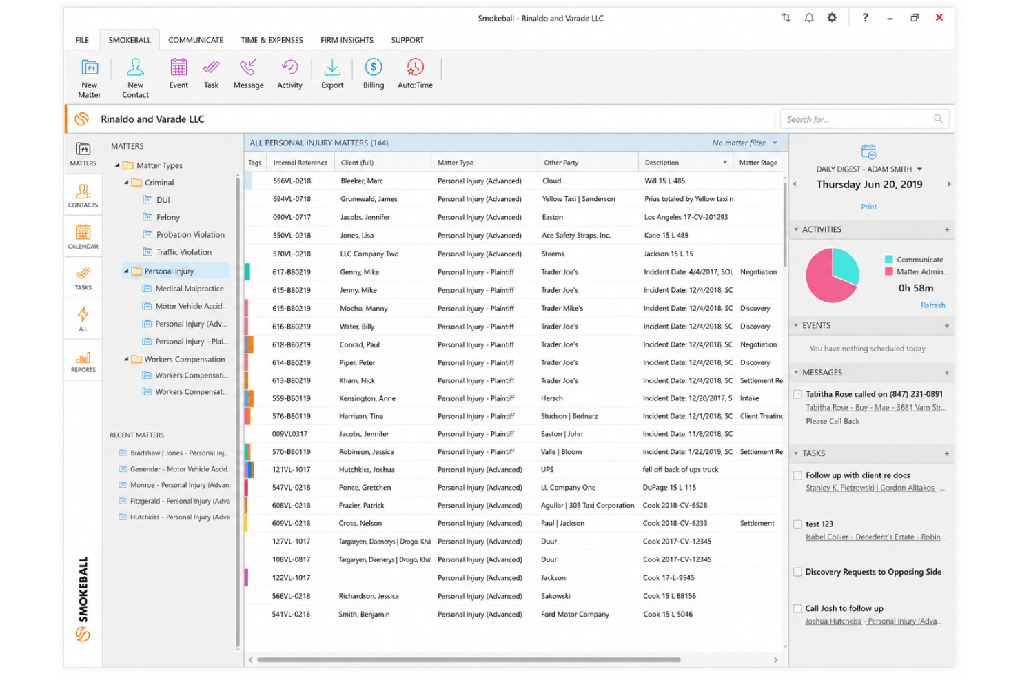 Smokeball screenshot - 10 beste Softwarelösungen für das Fallmanagement bei Personenschäden im Jahr 2026