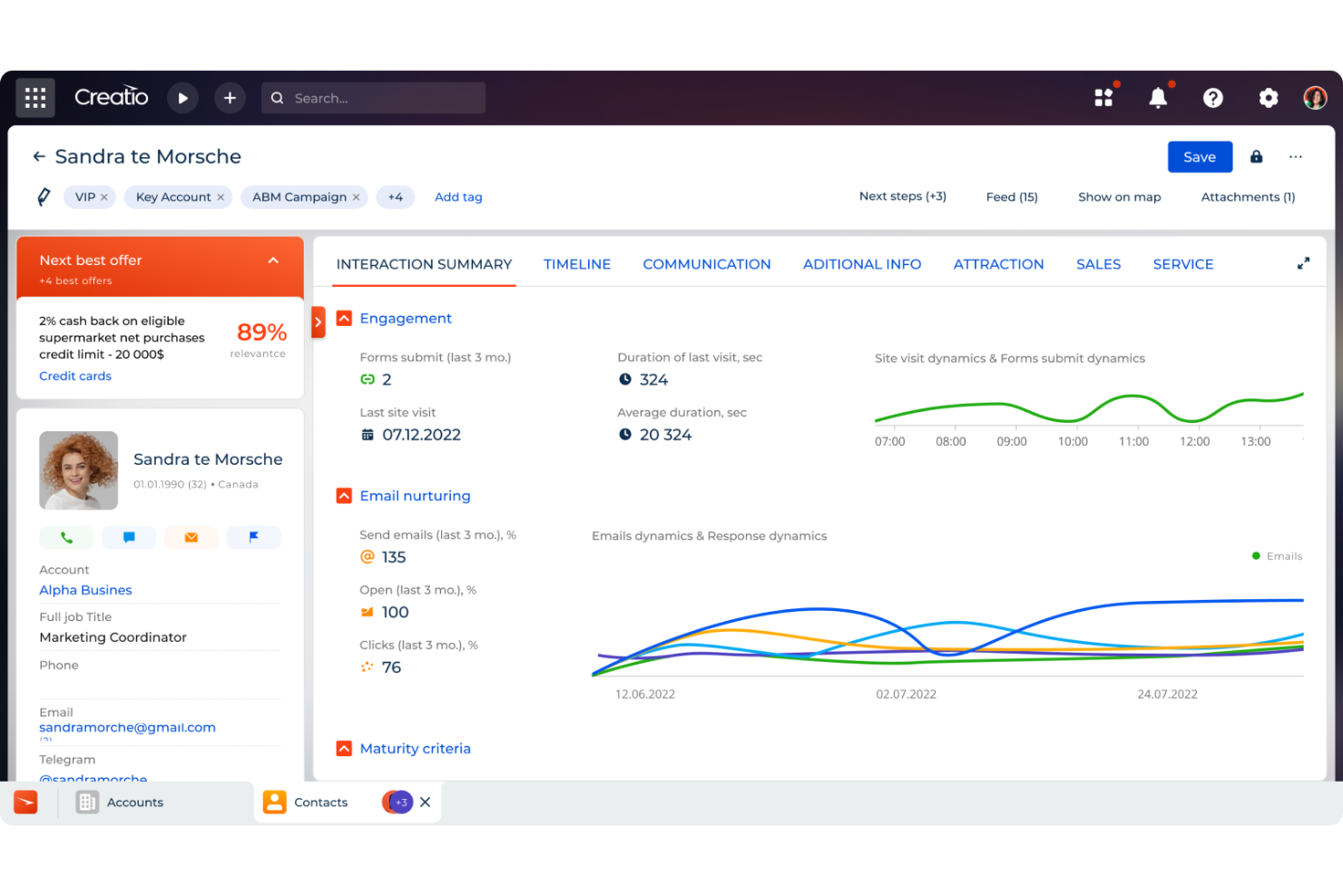 Creatio CRM screenshot - 10 beste Banking-CRM-Software im Test 2026