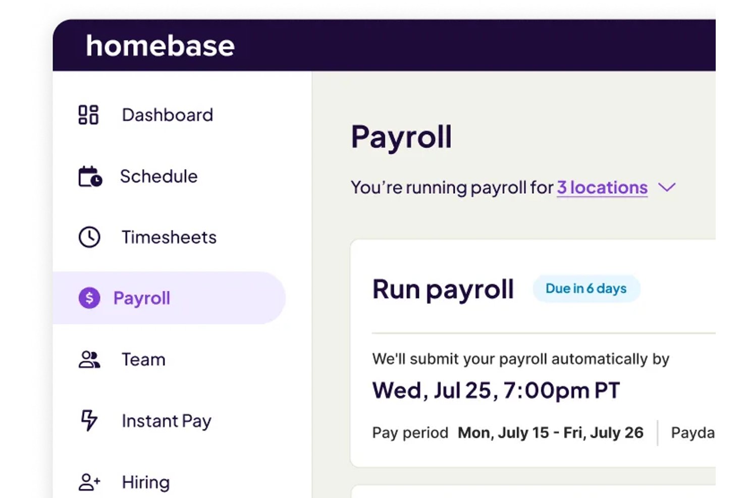 Homebase screenshot - Le 10 migliori app per la gestione delle paghe recensite nel 2026