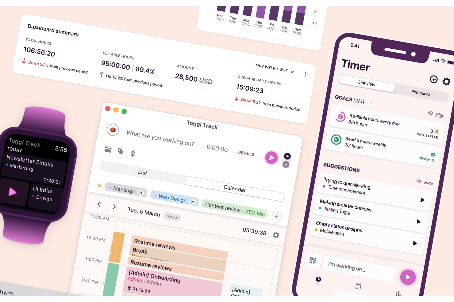 Toggl Track screenshot - Die 10 besten Softwarelösungen zur Zeiterfassung und Rechnungsstellung im Test 2026