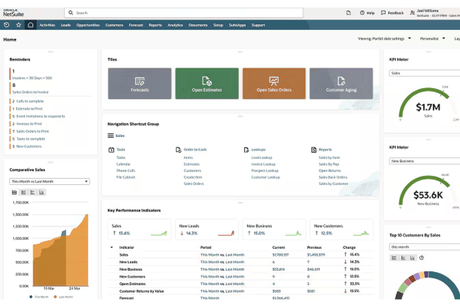 Oracle NetSuite CRM screenshot - 10 Mejores Programas CRM para Servicios Profesionales en 2026