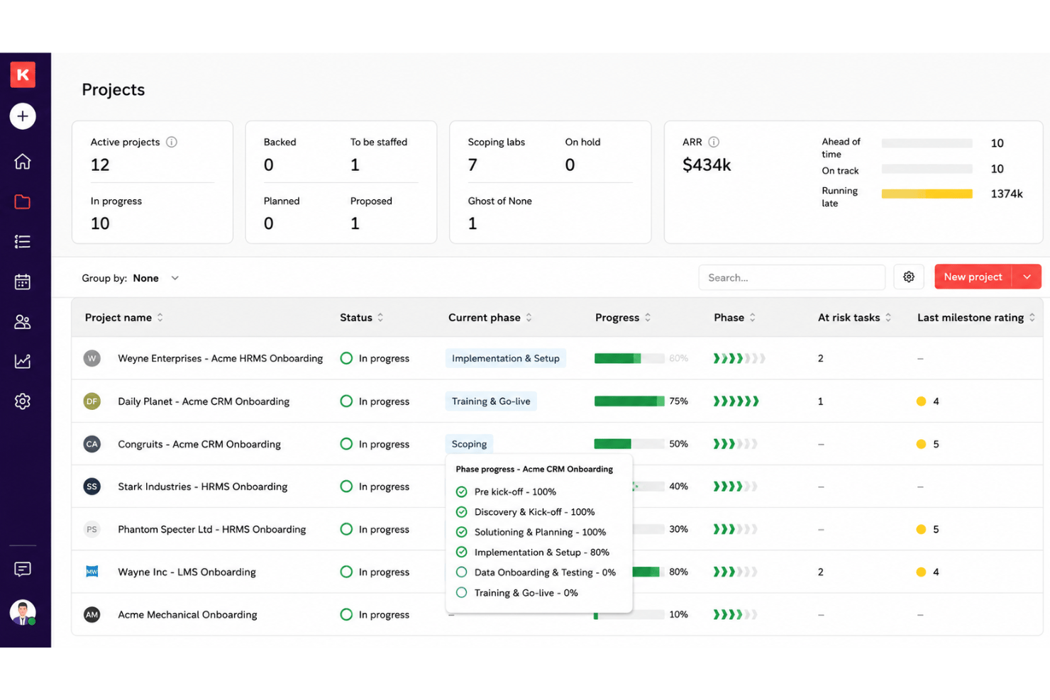 Rocketlane screenshot - 10 Mejores Programas CRM para Servicios Profesionales en 2026