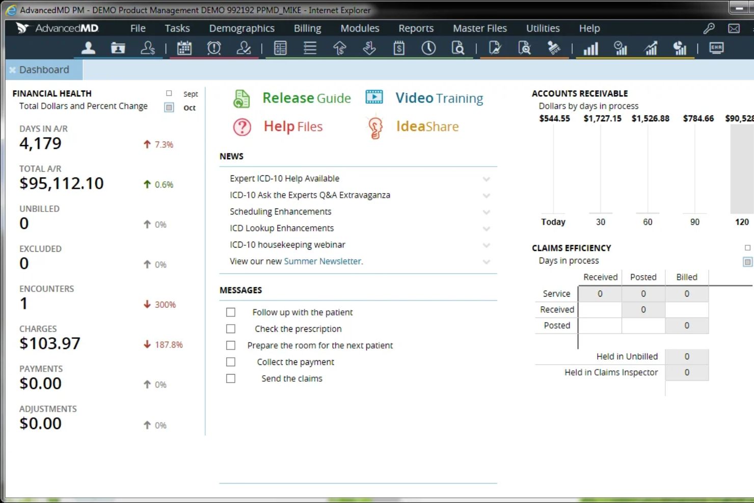 AdvancedMD screenshot - I migliori software di fatturazione per la medicina interna nel 2026