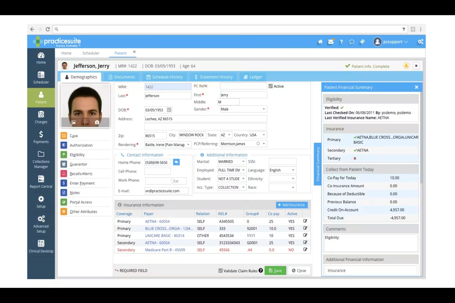 PracticeSuite screenshot - I migliori software di fatturazione per la medicina interna nel 2026