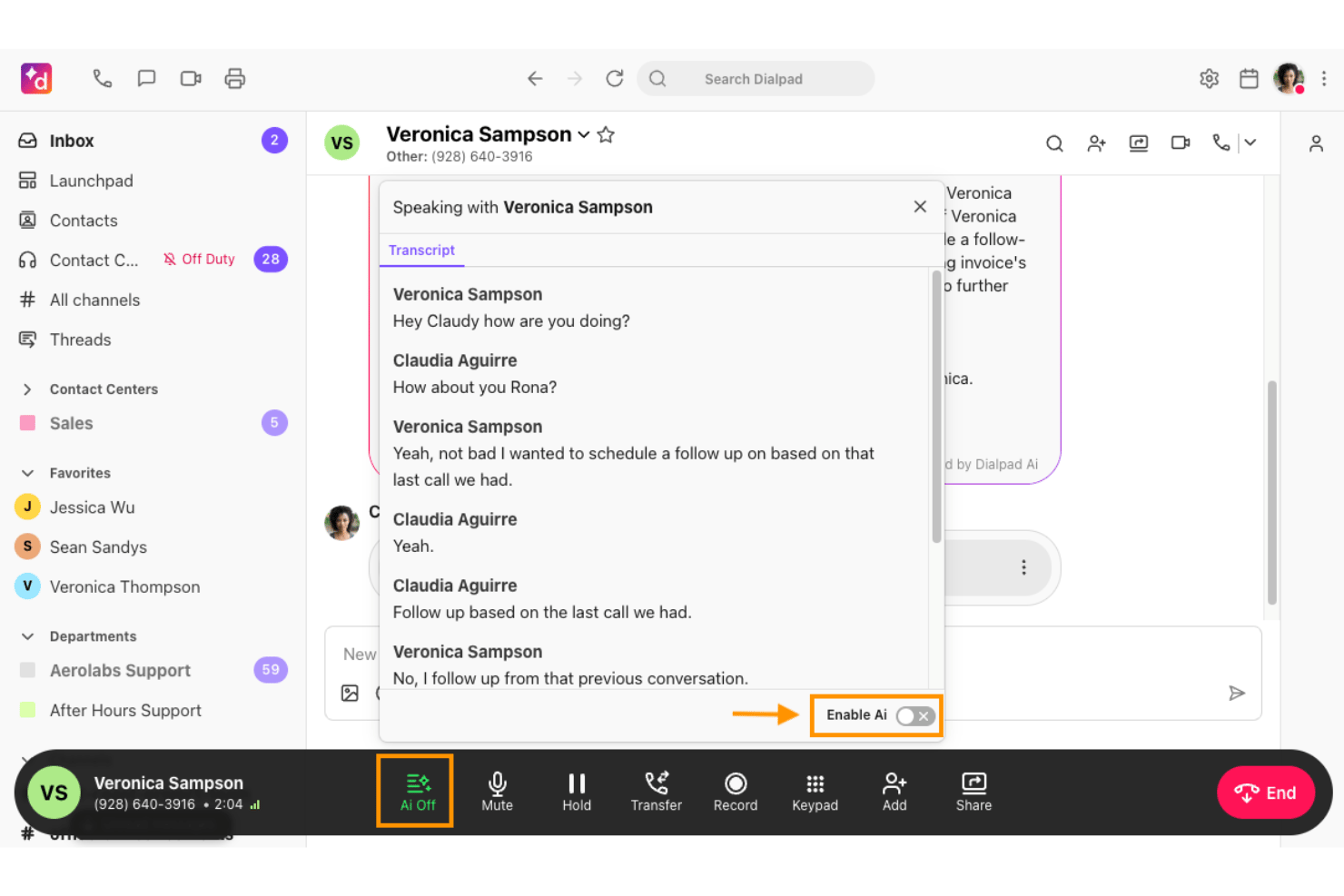 Dialpad screenshot - 10 beste Callhippo-Alternativen 2026