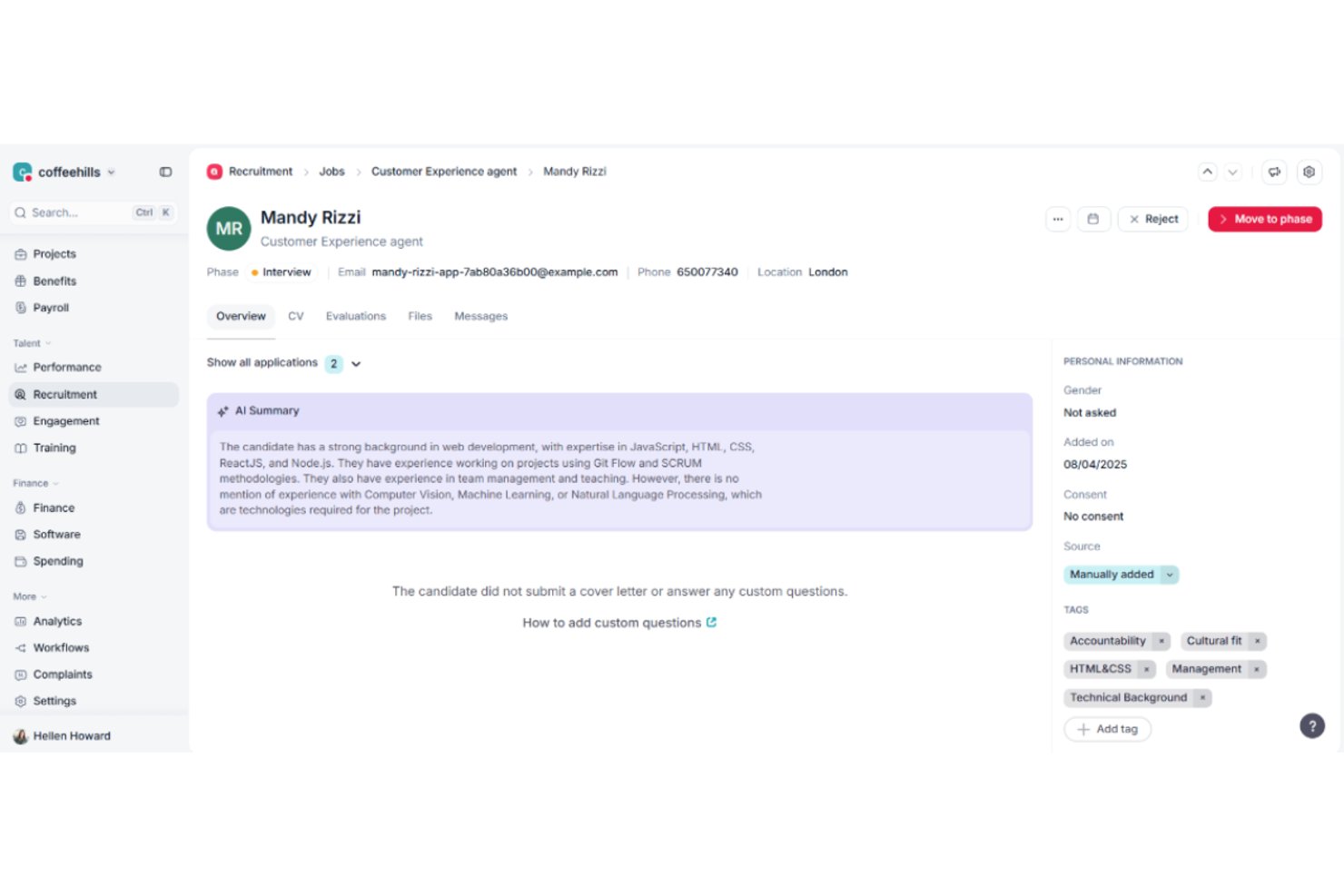Factorial screenshot - Die 10 besten Bewerbermanagementsysteme für kleine Unternehmen im Jahr 2026