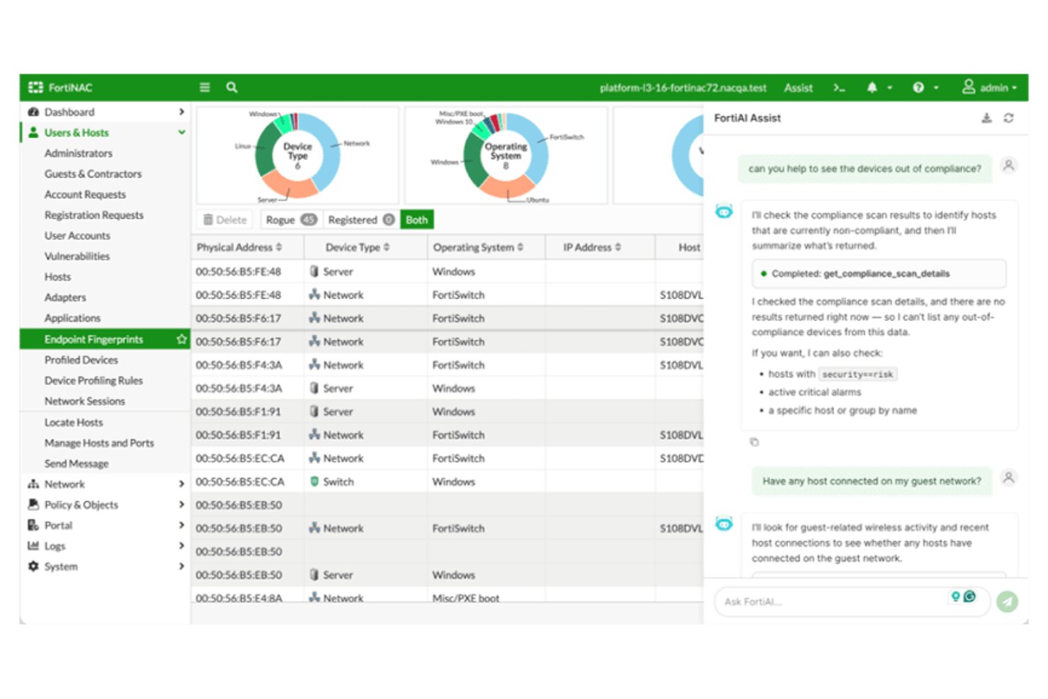 Fortinet FortiNAC screenshot - I 10 migliori software di controllo accesso alla rete del 2026