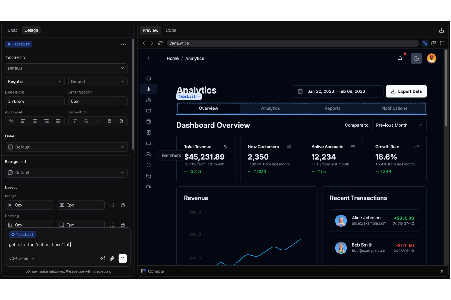 v0 screenshot - 10 Best AI App Builders in 2026