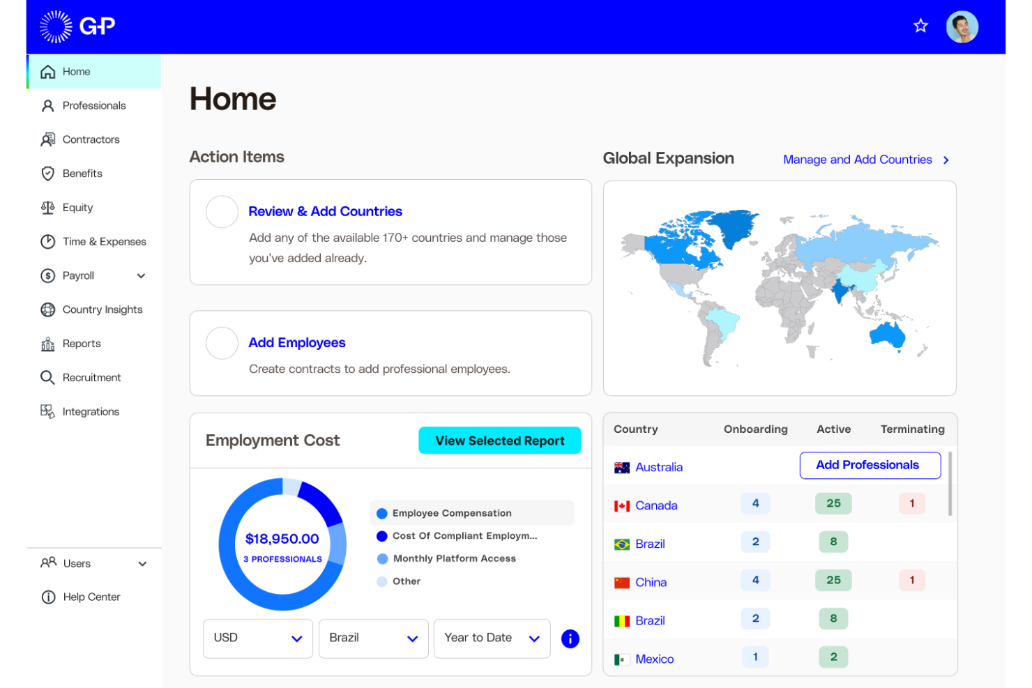 G-P screenshot - 10 Best Employer of Record Canada in 2026