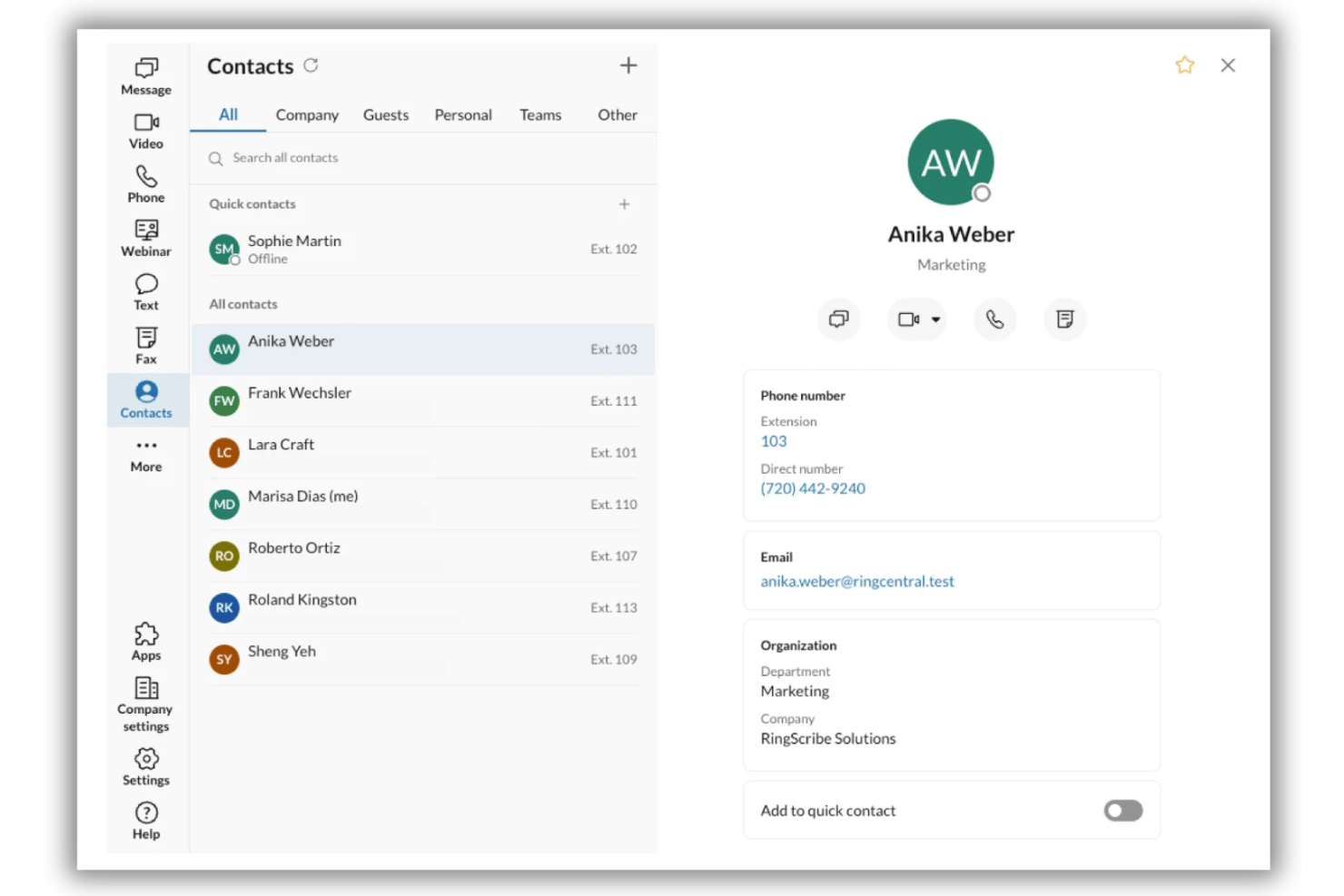 RingCentral screenshot - 10 Mejores aplicaciones VoIP en 2026