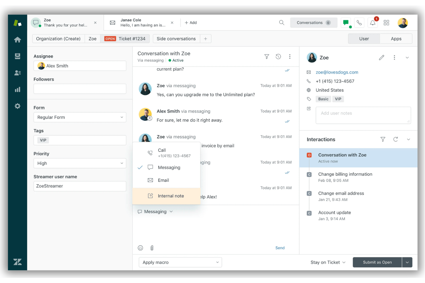 Zendesk Talk screenshot - 10 Mejores aplicaciones VoIP en 2026