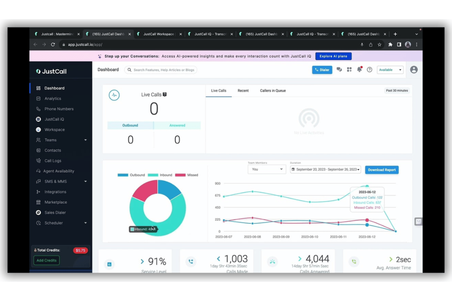 JustCall screenshot - 10 Mejores aplicaciones VoIP en 2026