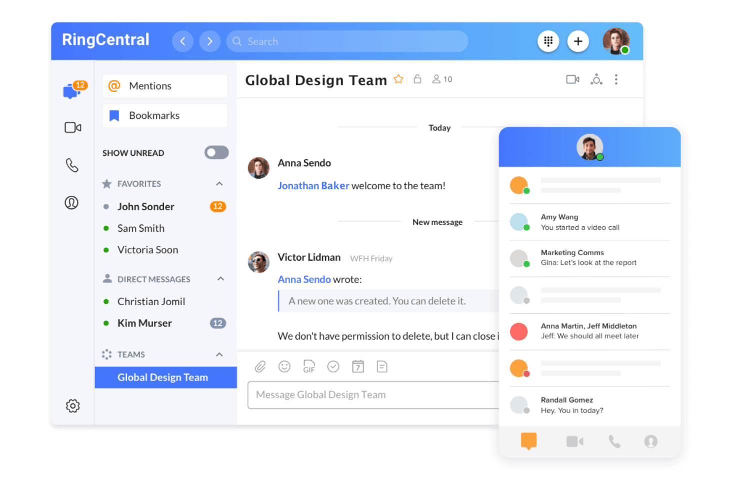 RingCentral screenshot - Les 10 meilleures alternatives à Google Voice en 2026