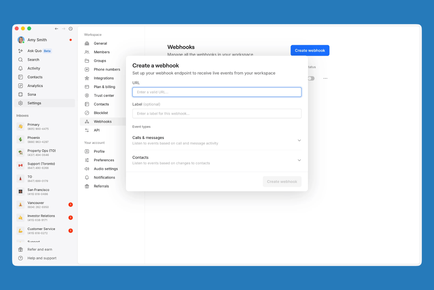 Quo screenshot - Les 10 meilleures alternatives à Google Voice en 2026