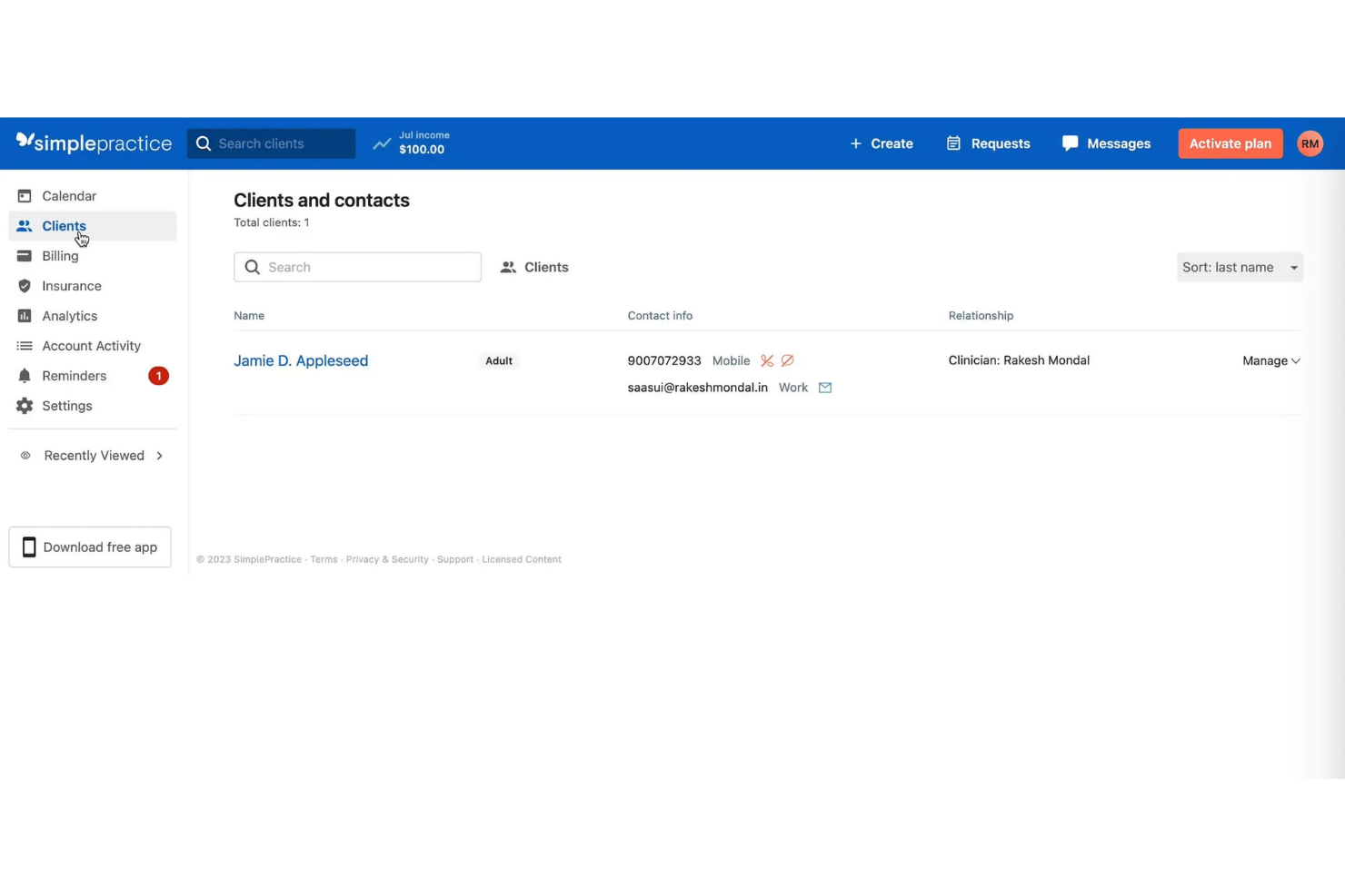SimplePractice screenshot - 10 beste softwareoplossingen voor het beheer van een privépraktijk in 2026