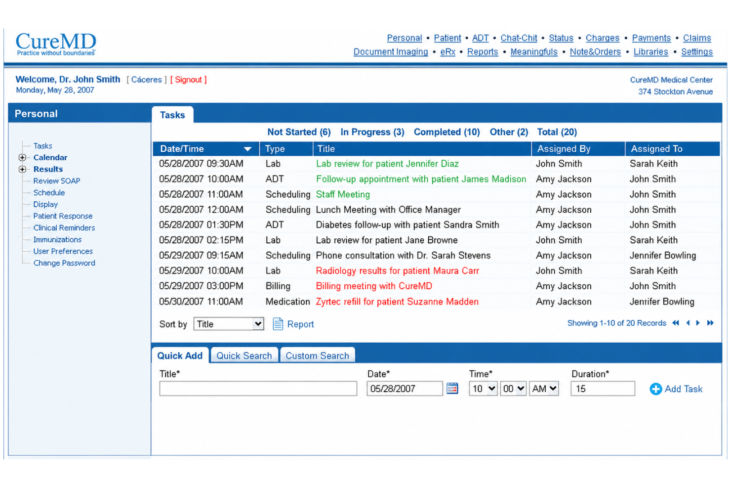 CureMD screenshot - 10 Meilleurs Logiciels de Gestion de Cabinet Privé en 2026