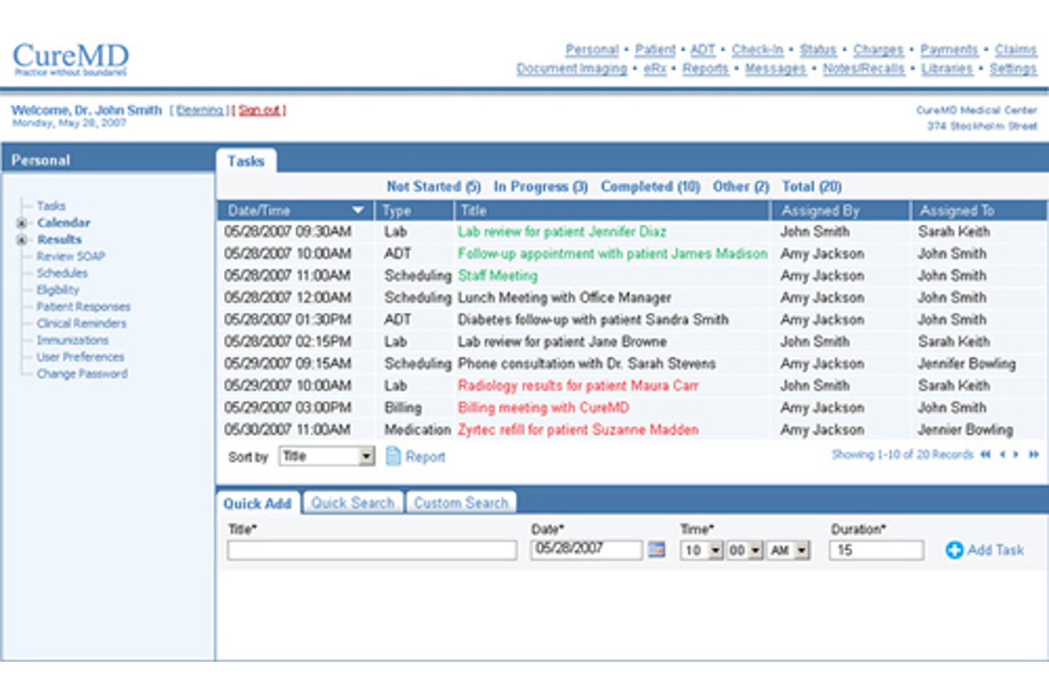 CureMD screenshot - 10 Meilleurs Logiciels de Gestion de Cabinet sur le Cloud en 2026