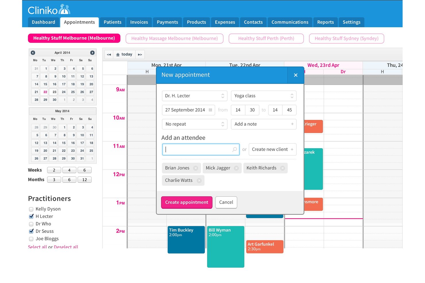 Cliniko screenshot - 10 meilleurs logiciels gratuits de gestion de cabinet médical en 2026