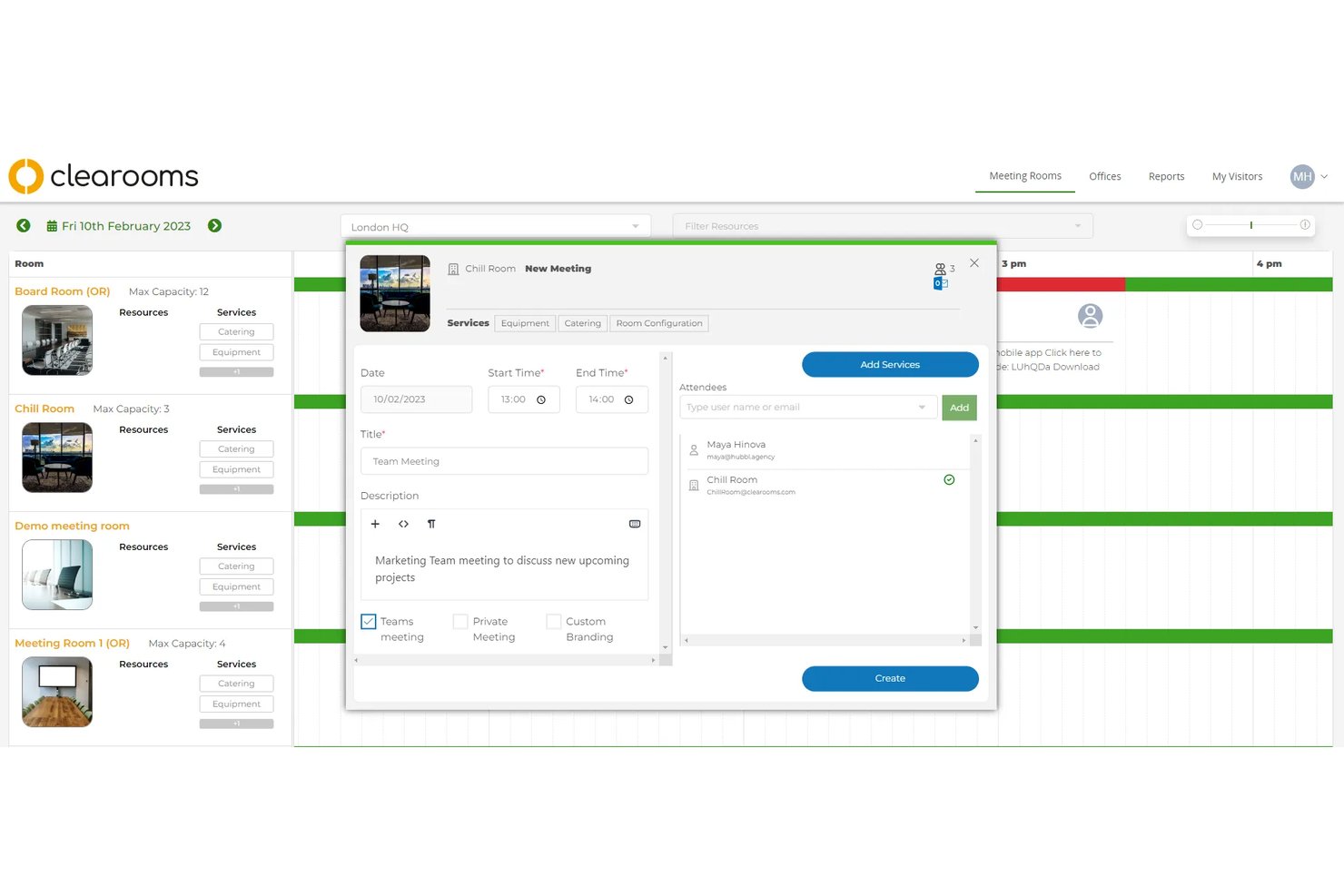 Clearooms screenshot - 10 meilleurs logiciels de réservation de salles de réunion en 2026