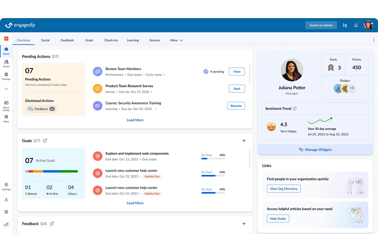 Engagedly screenshot - 10 Best AI Talent Management Software Reviewed in 2026