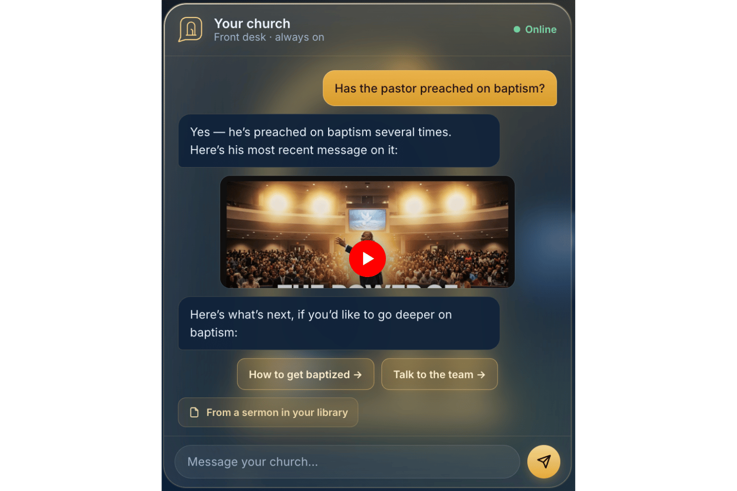 AskMyChurch screenshot - 1 mejores herramientas de IA para la administración de iglesias en 2026