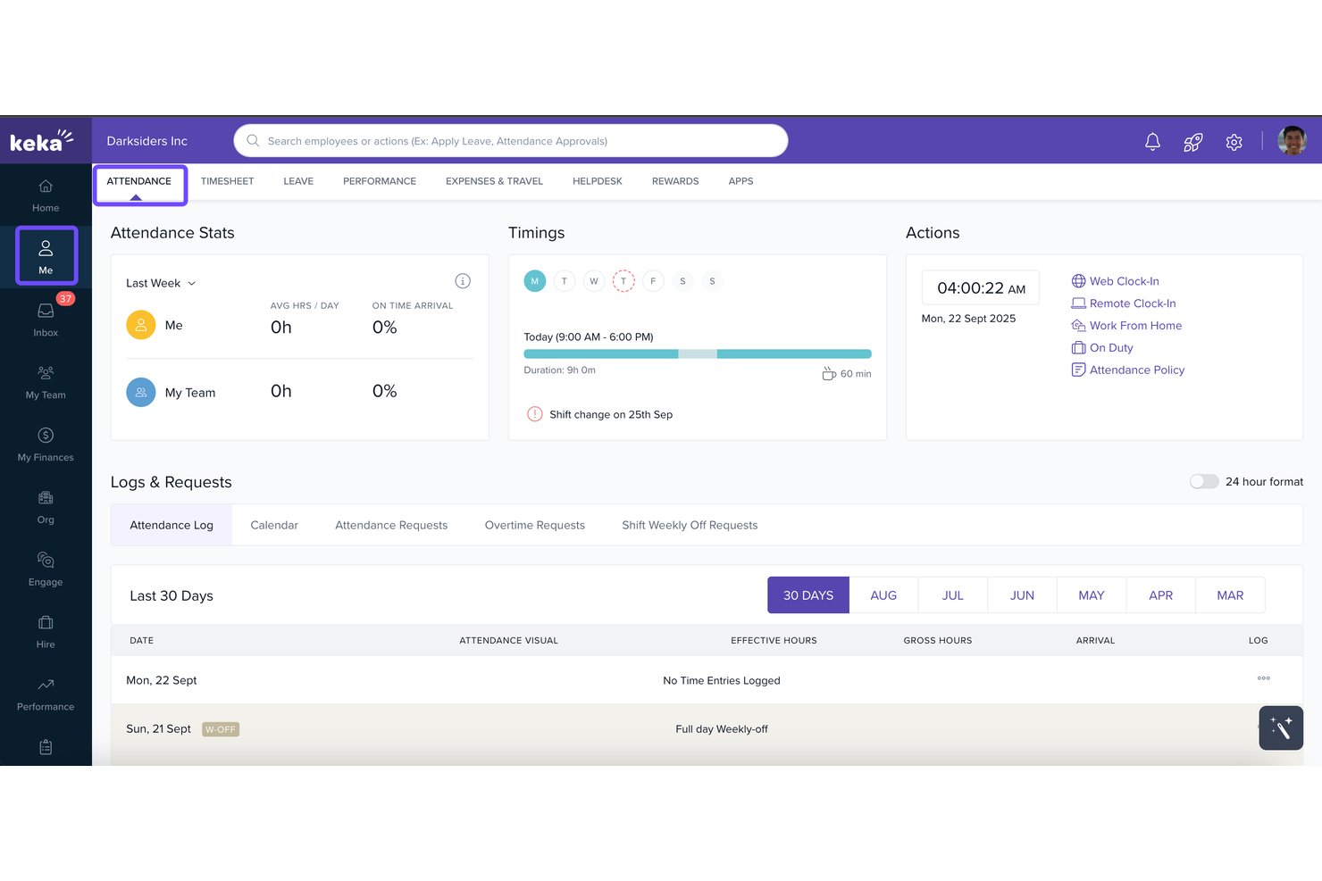 Keka HR screenshot - Le 10 migliori HRMS per piccole imprese per gestire la crescita nel 2026
