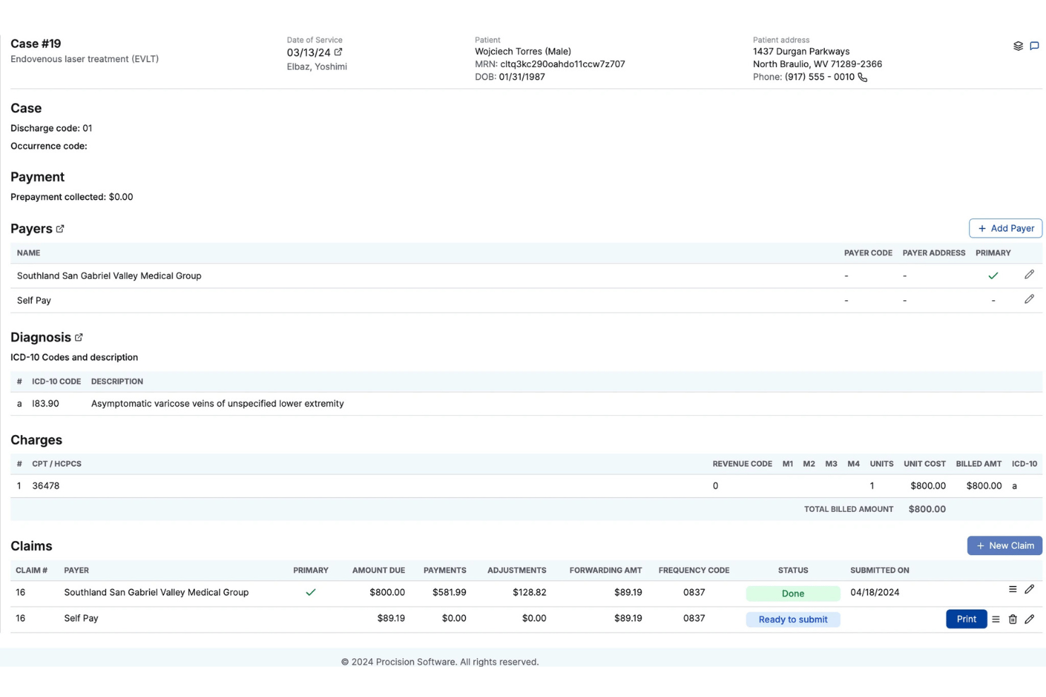 Procision EMR screenshot - 10 meilleurs logiciels de facturation pour les centres de chirurgie ambulatoire en 2026