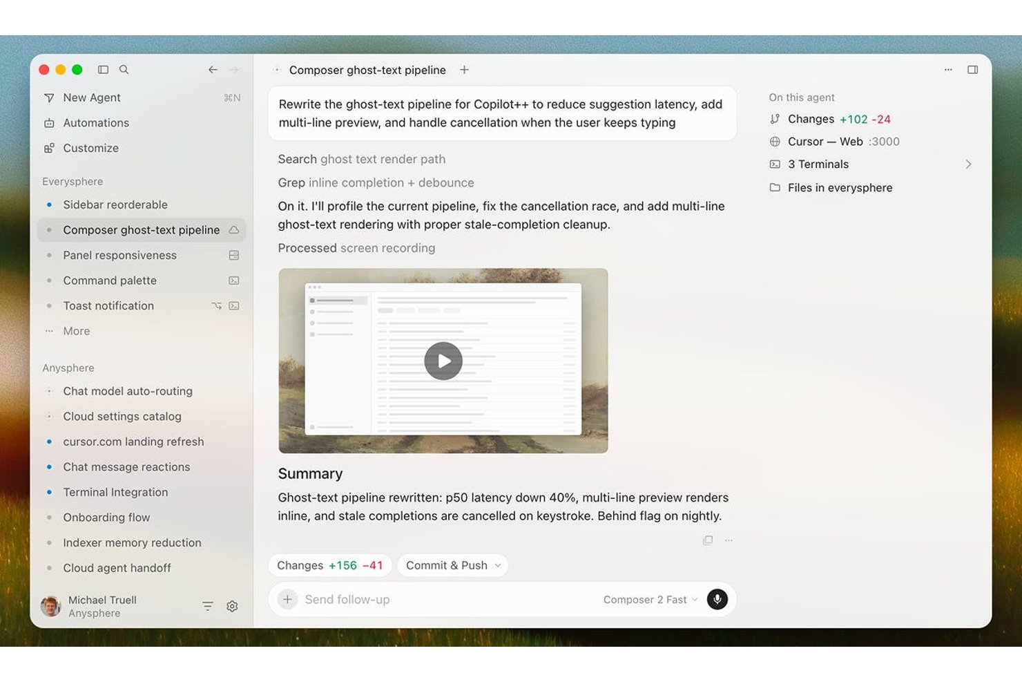 Cursor screenshot - 10 migliori assistenti di codice AI nel 2026