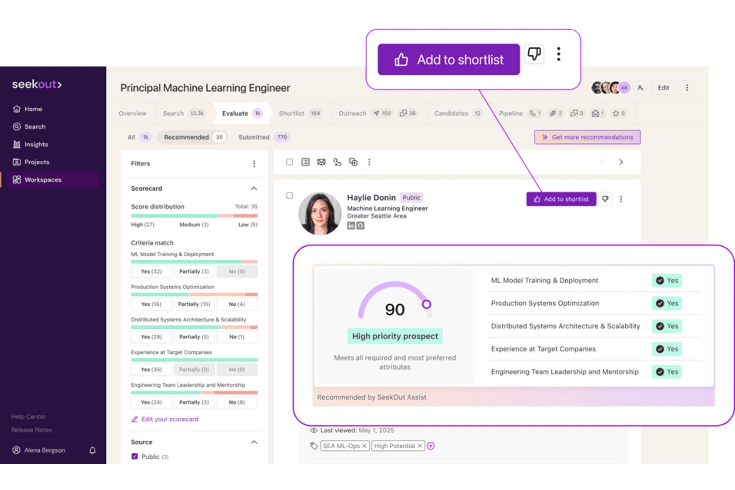 SeekOut screenshot - 10 meilleurs logiciels professionnels d’IA en 2026