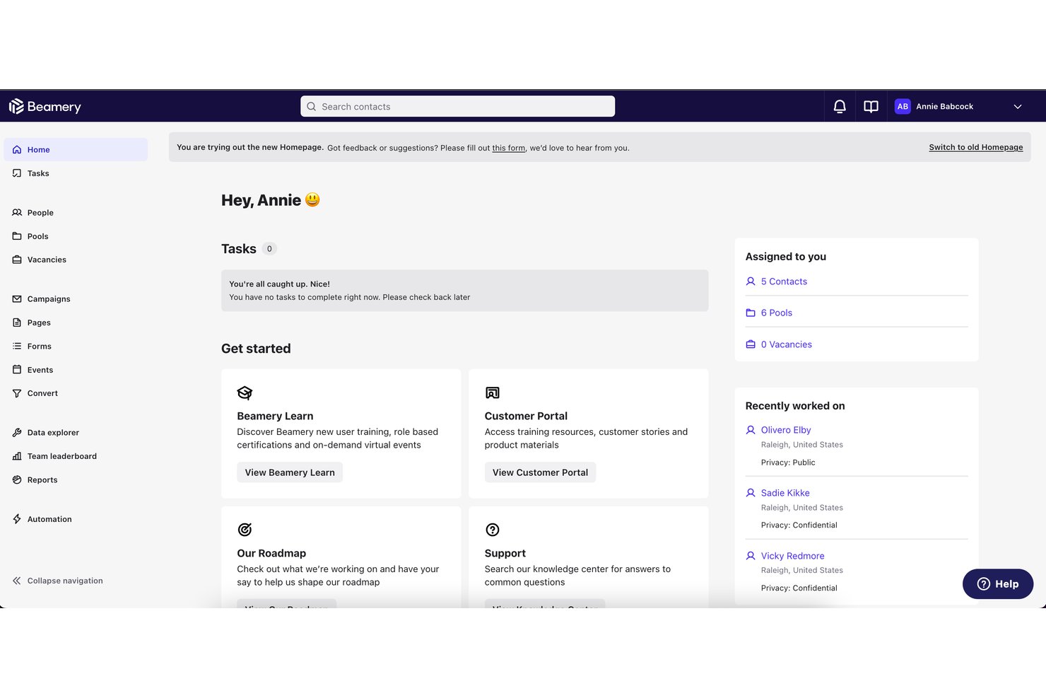 Beamery screenshot - 10 meilleurs logiciels professionnels d’IA en 2026