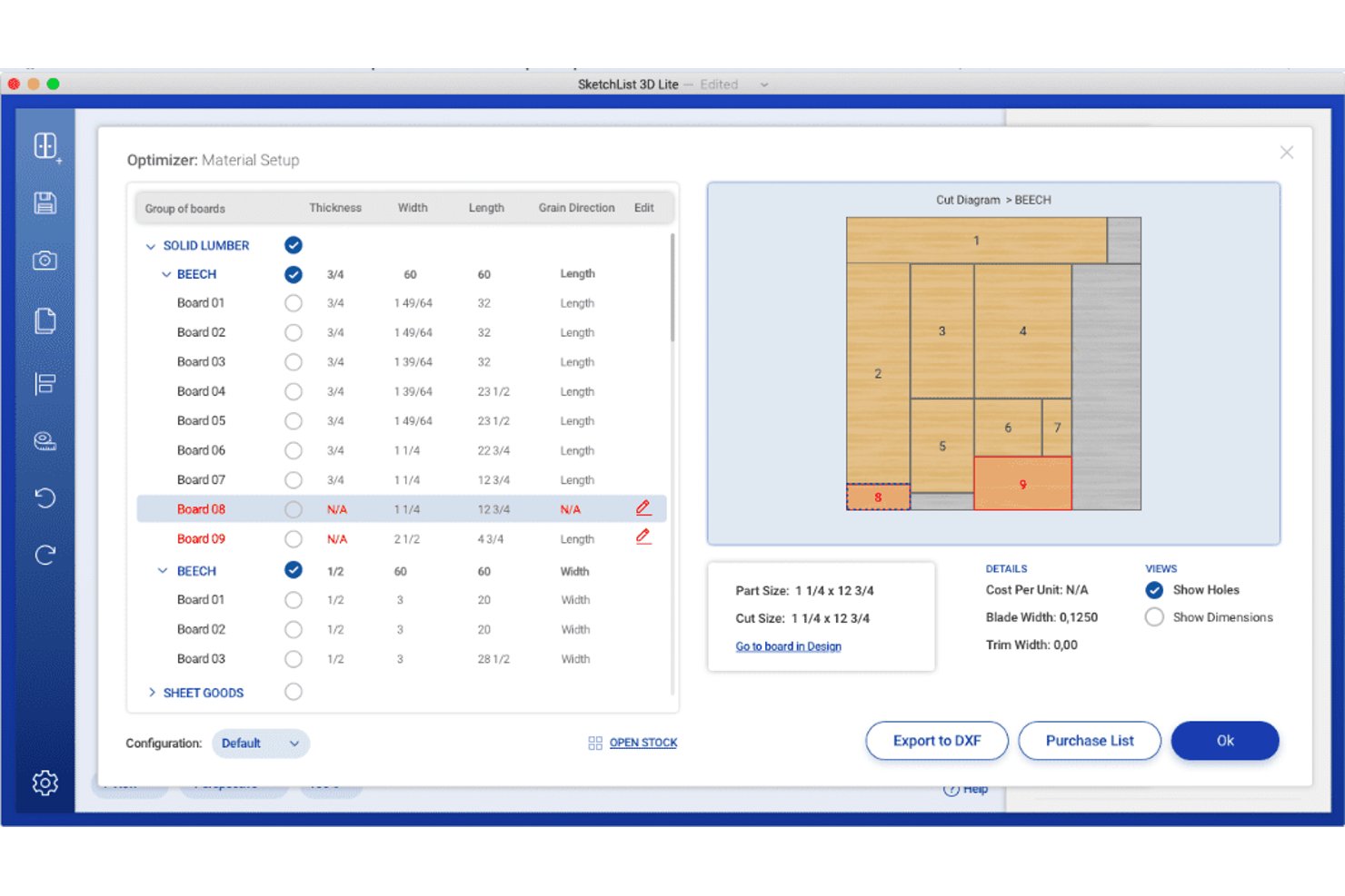 SketchList 3D screenshot - 10 meilleurs logiciels de gestion d’atelier de menuiserie en 2026
