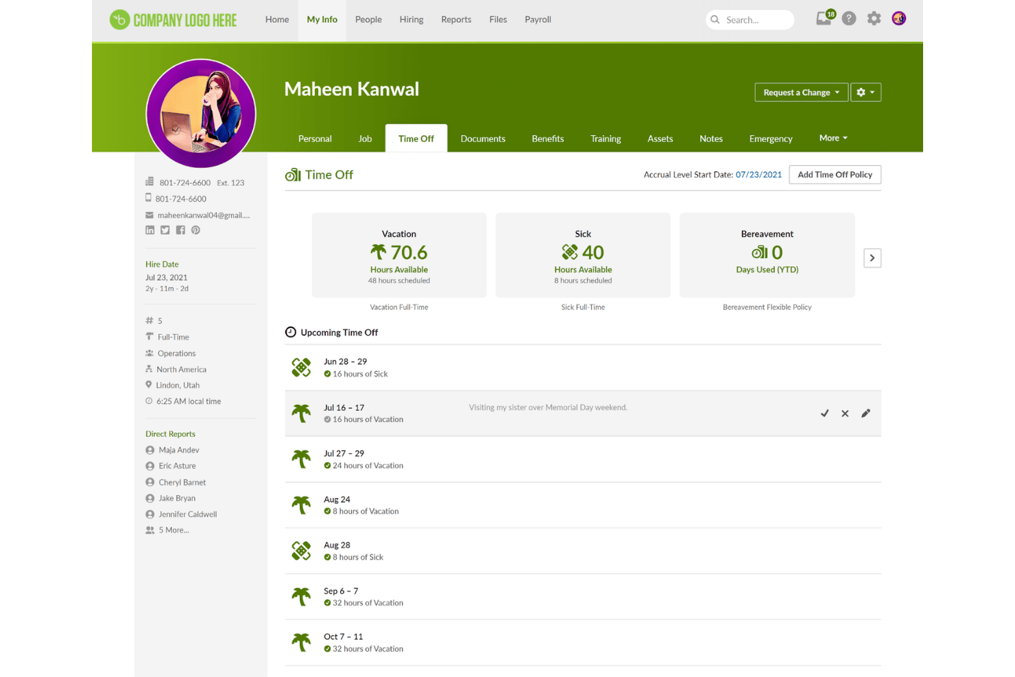 BambooHR screenshot - 10 Best Time Tracking Software in 2026