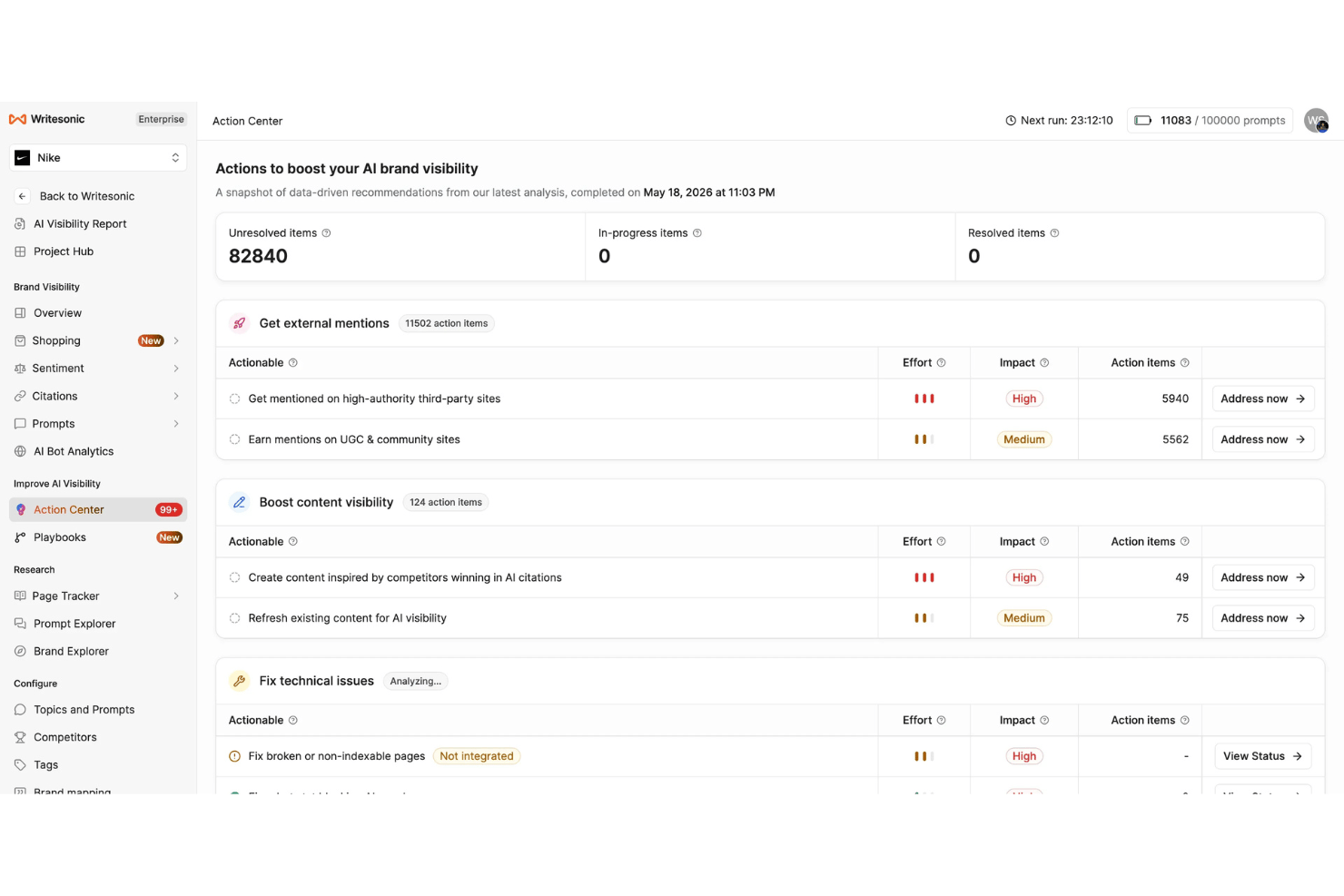 Writesonic screenshot - 10 Best Generative Engine Optimization Tools in 2026