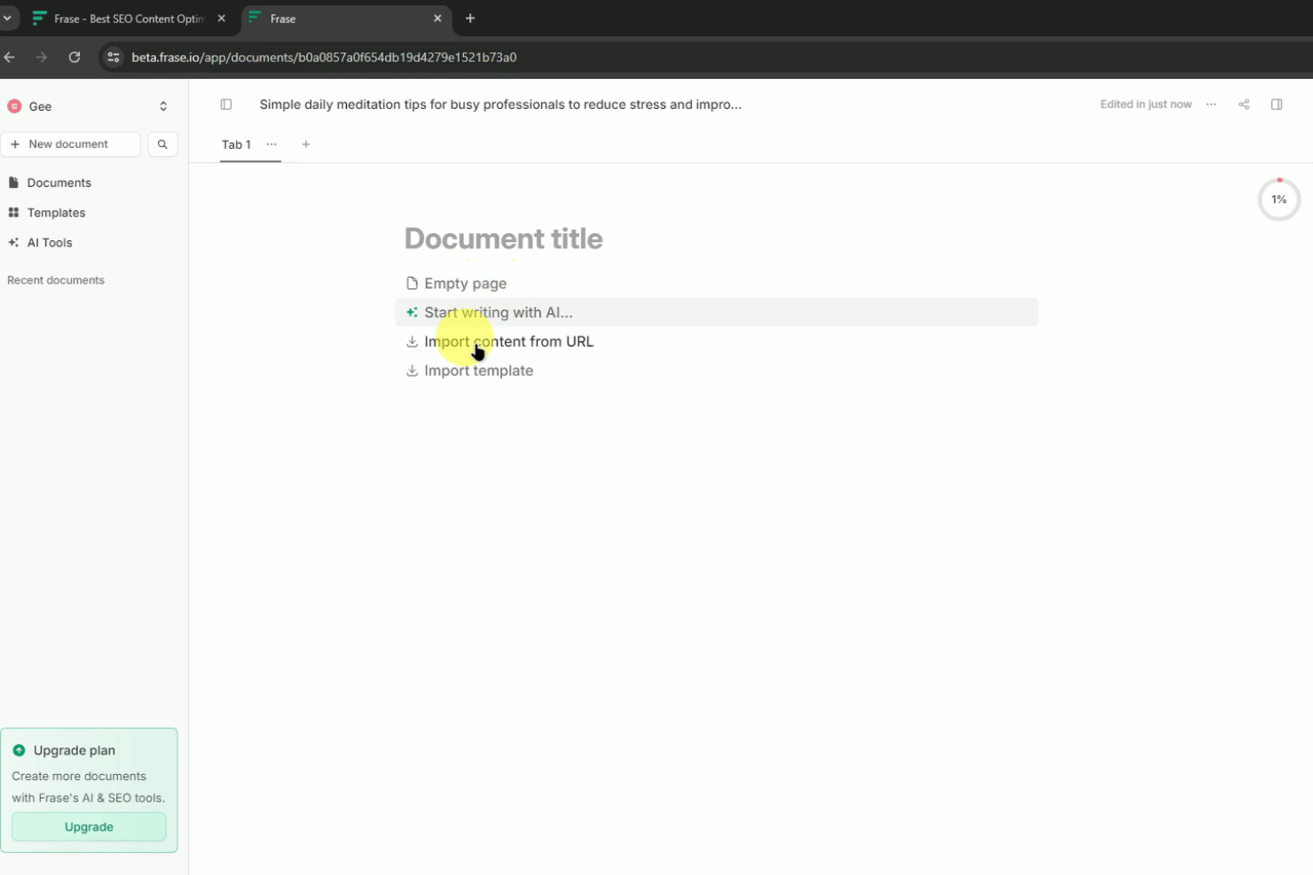 Frase screenshot - 10 Best Generative Engine Optimization Tools in 2026