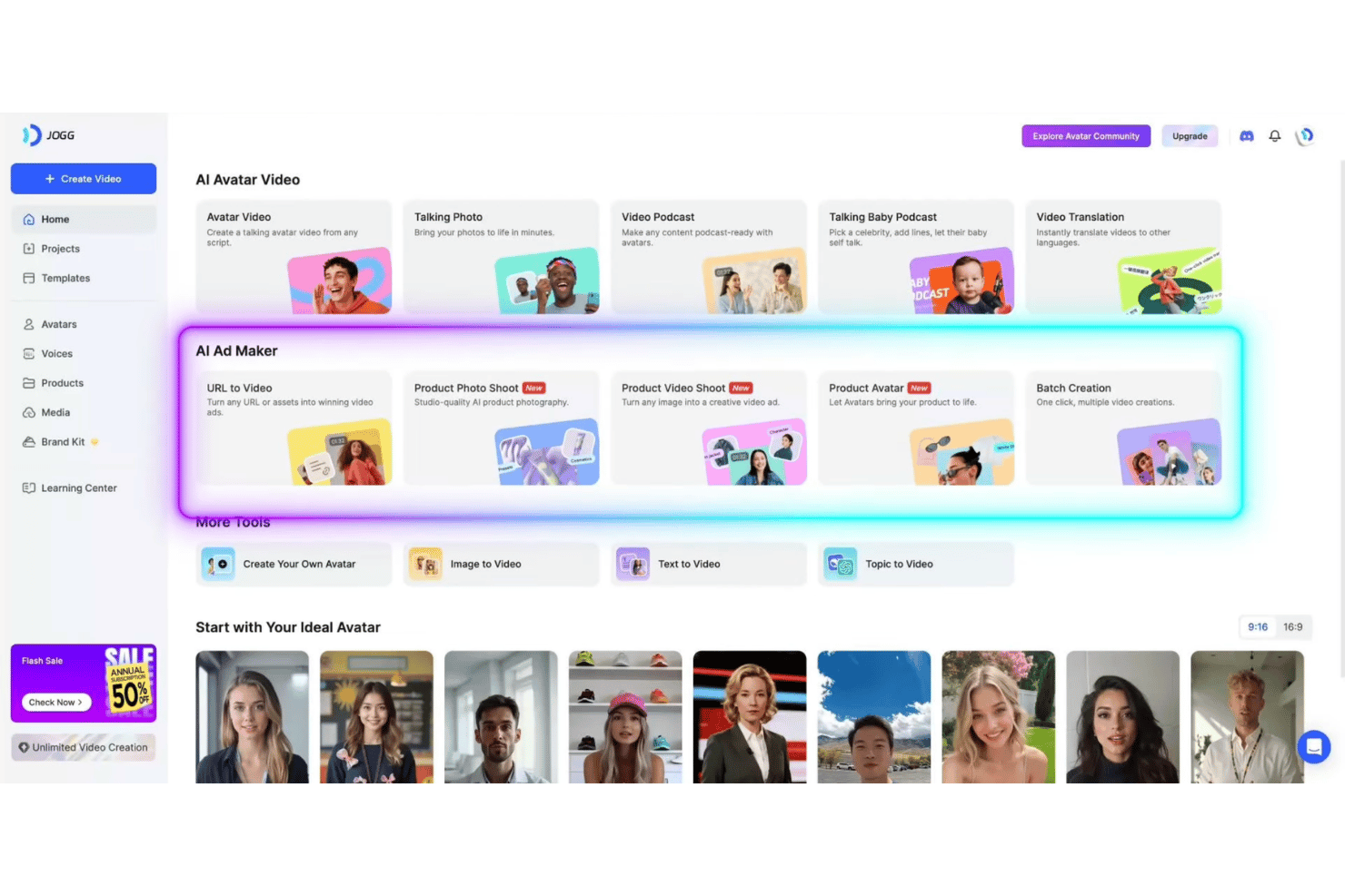 JoggAI screenshot - 10 meilleures plateformes UGC IA en 2026