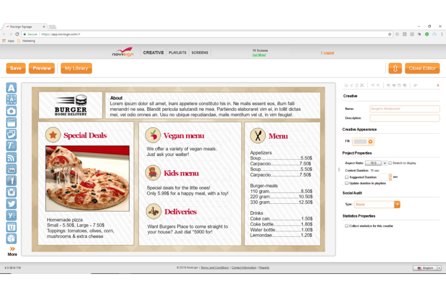NoviSign screenshot - 10 Best Restaurant Digital Signage Software in 2026