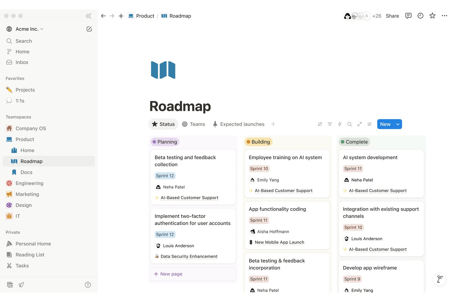 Notion screenshot - Die 10 besten Enterprise-Wissensmanagement-Softwarelösungen 2026