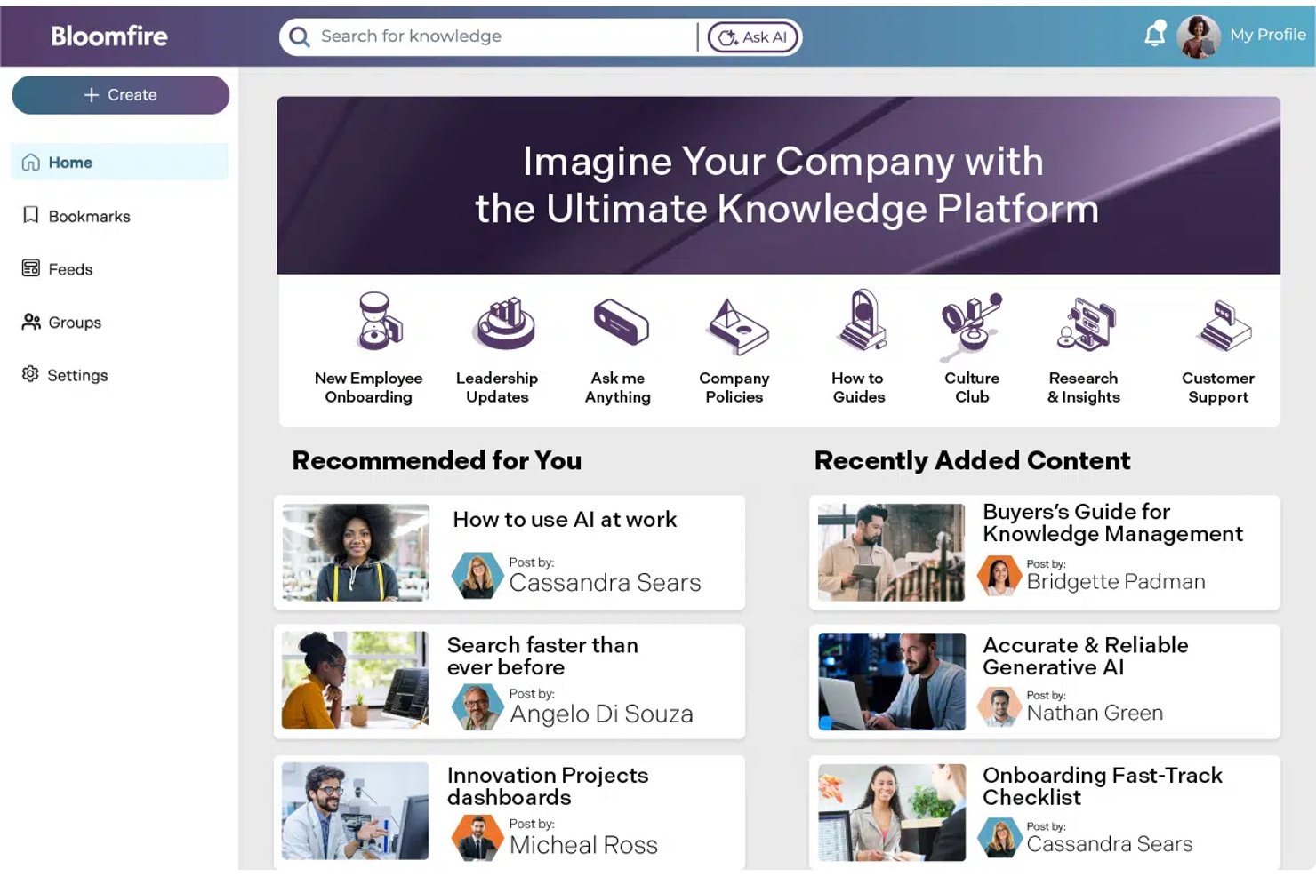 Bloomfire screenshot - Die 10 besten Enterprise-Wissensmanagement-Softwarelösungen 2026