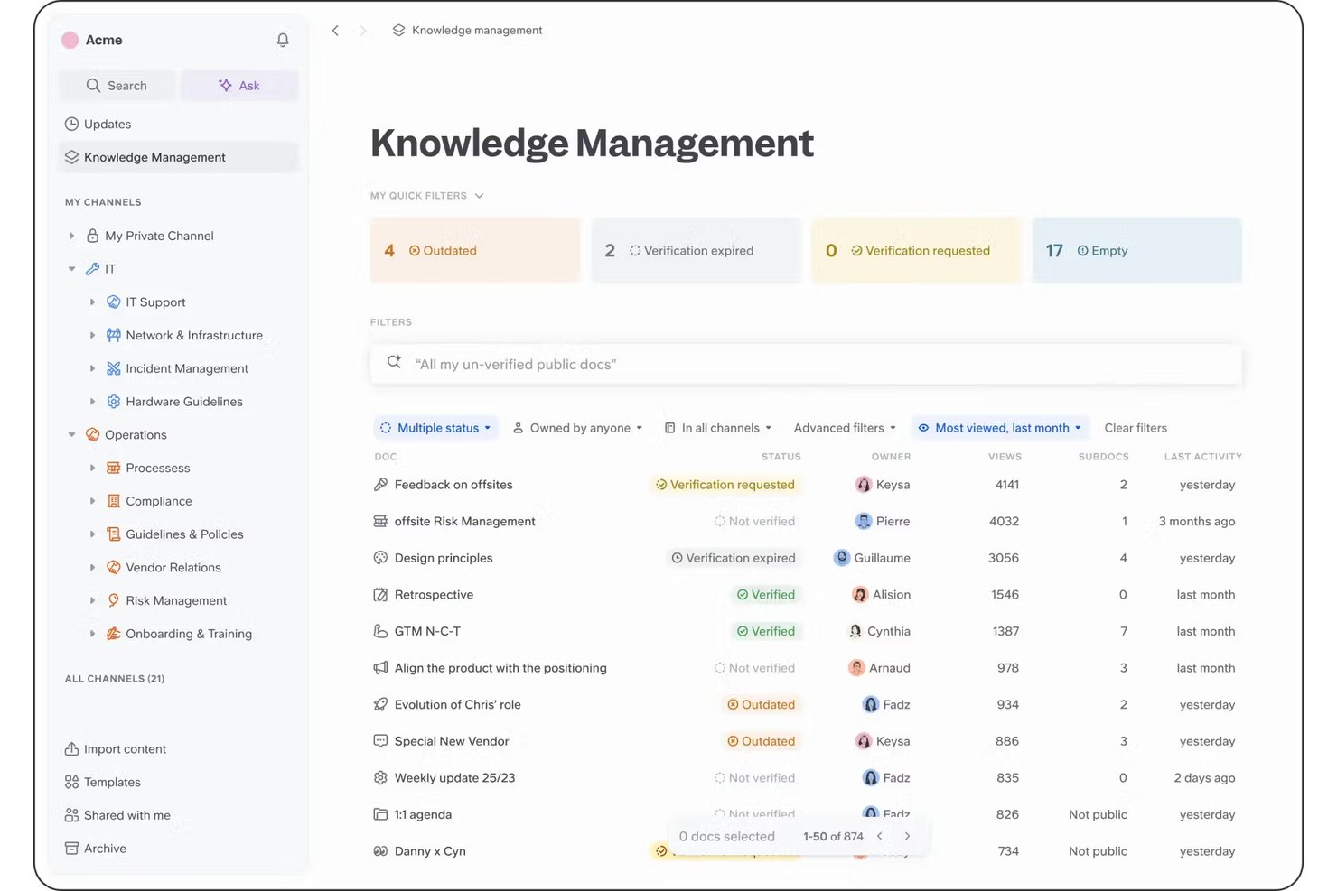 Slite screenshot - Die 10 besten Enterprise-Wissensmanagement-Softwarelösungen 2026