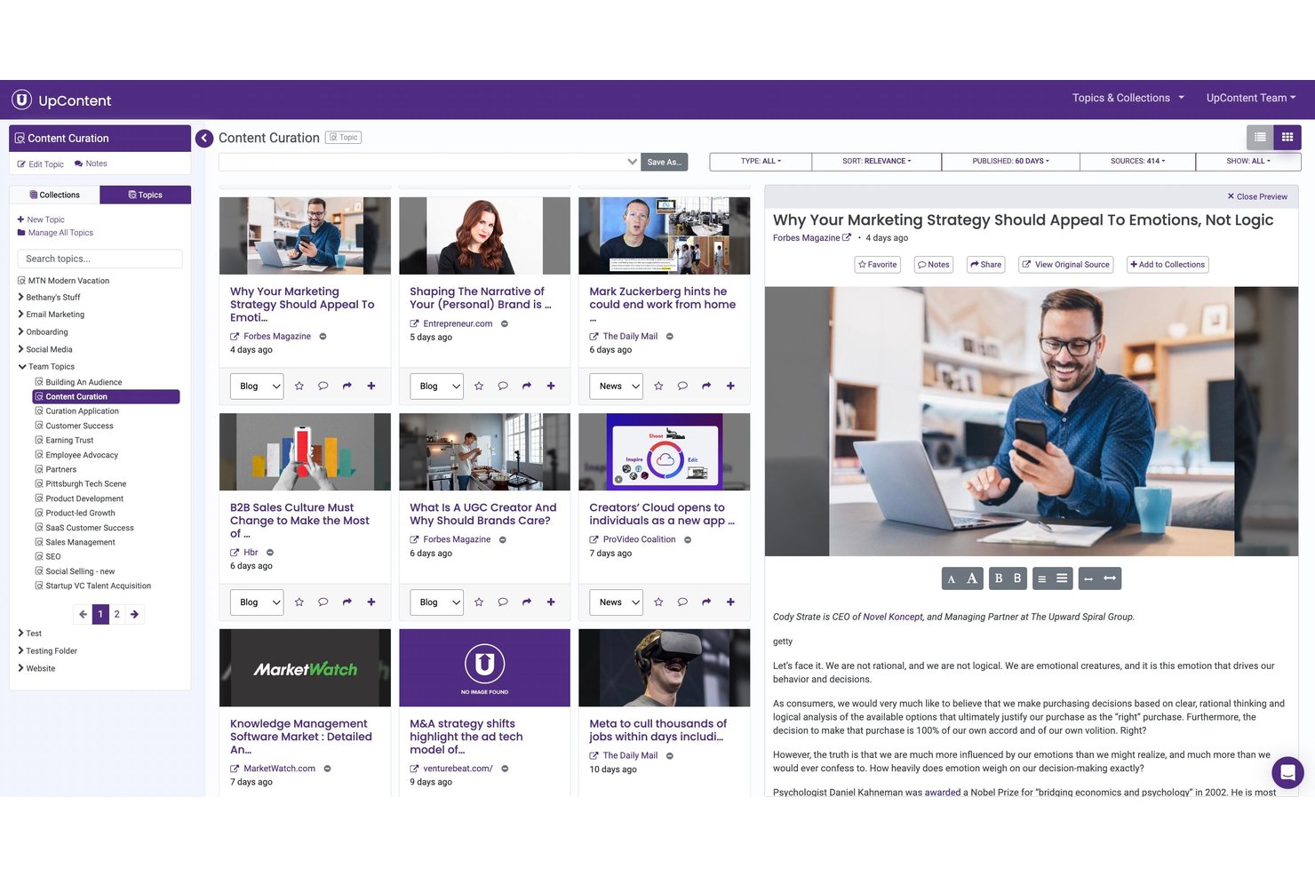 UpContent screenshot - 10 Best Content Discovery Tools in 2026