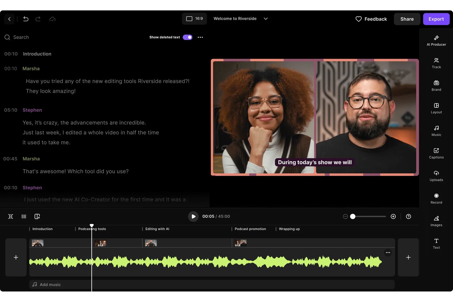 Riverside screenshot - 10 mejores programas para pódcast en video en 2026
