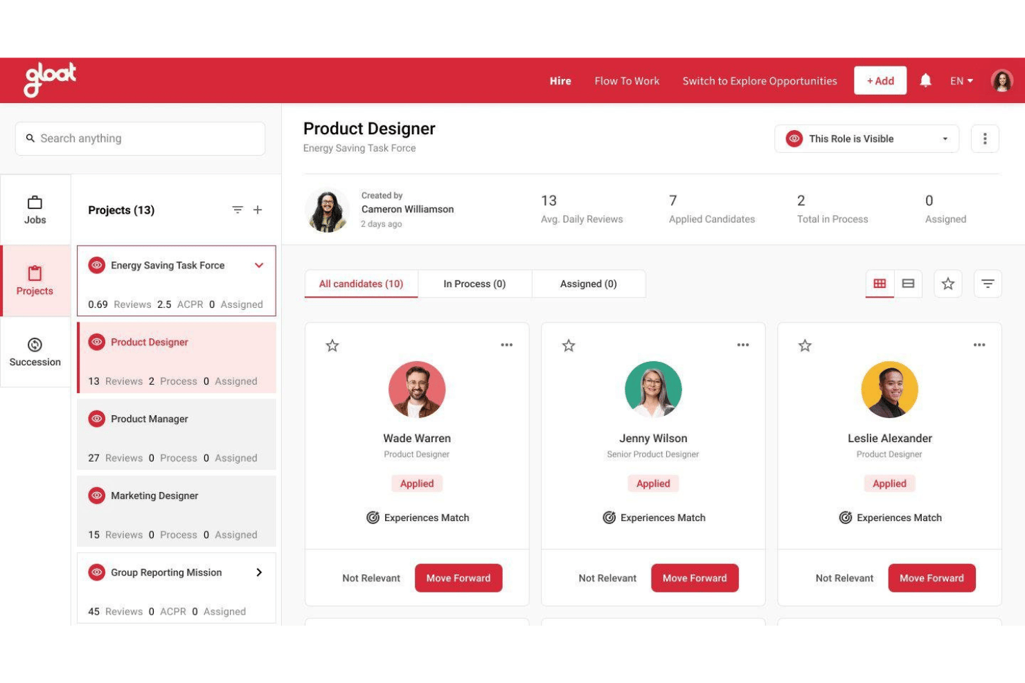 Gloat screenshot - 10 Best Career Management Software for Remote Teams in 2026