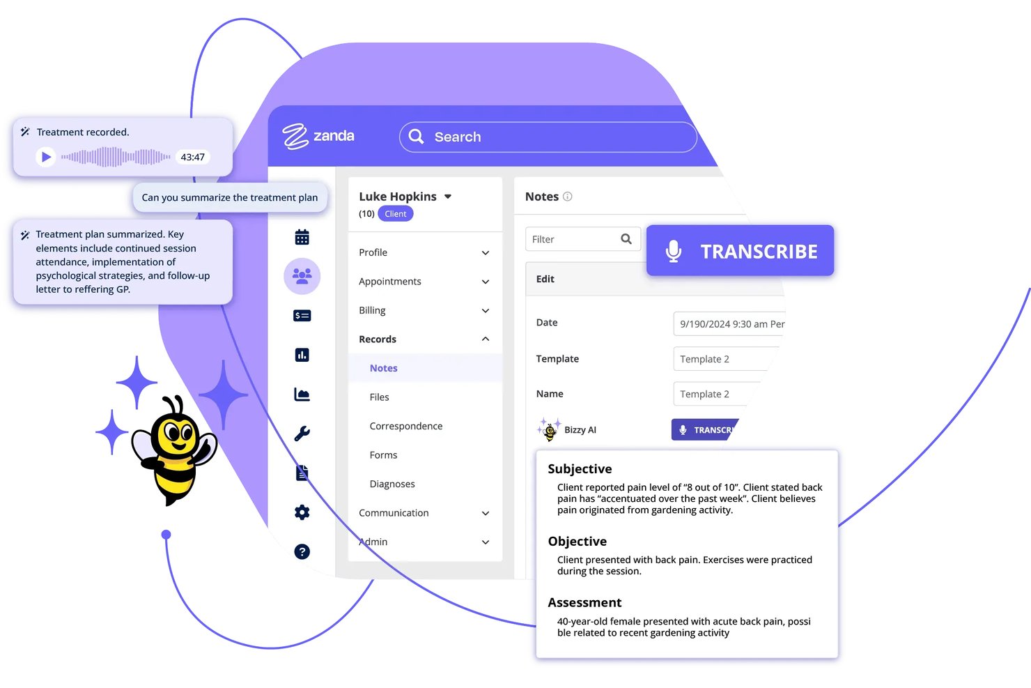 Zanda screenshot - 10 beste HIPAA-konforme Transkriptionssoftware in 2026